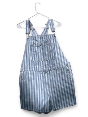 Striped Blue Women's Shortalls Overalls